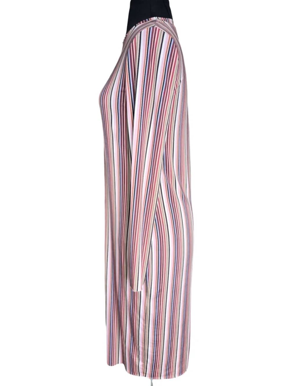 Zara Pink Multi-Stripe Long Sleeve Midi Dress - Picture 3 of 5